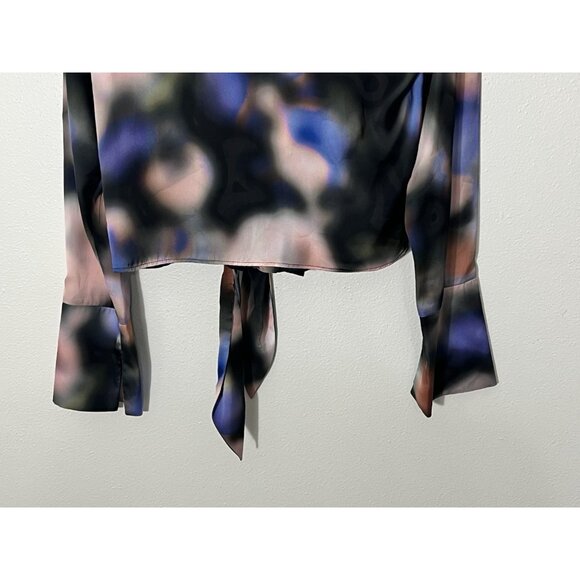 NWT Topshop Satin Tie Dye Shirt In Multi Size 6 - Picture 10 of 15